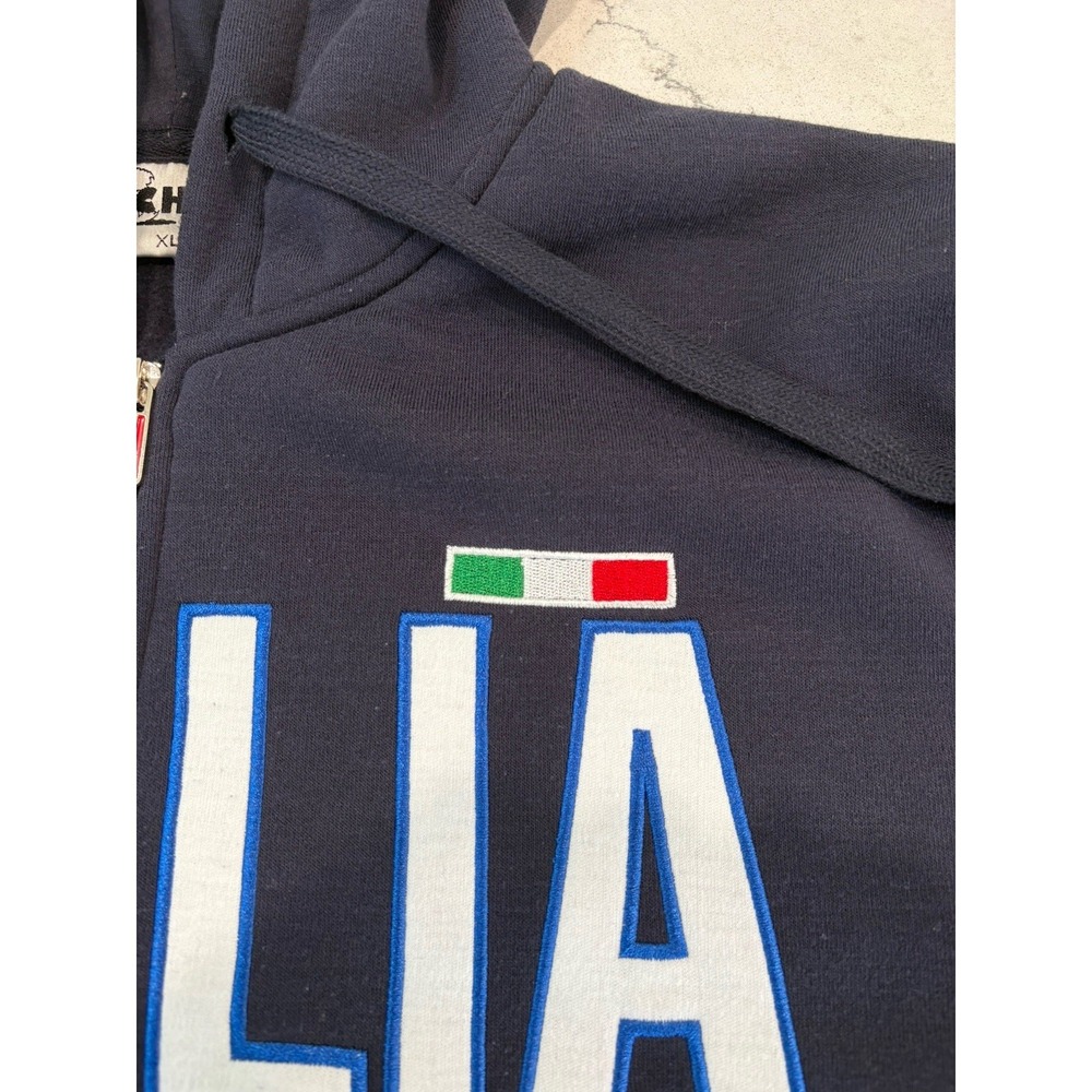 VTG Y2K CHIP Italia Full Zip Hoodie Navy Blue Fleece Italy Soccer Jacket Mens XL - Picture 6 of 12